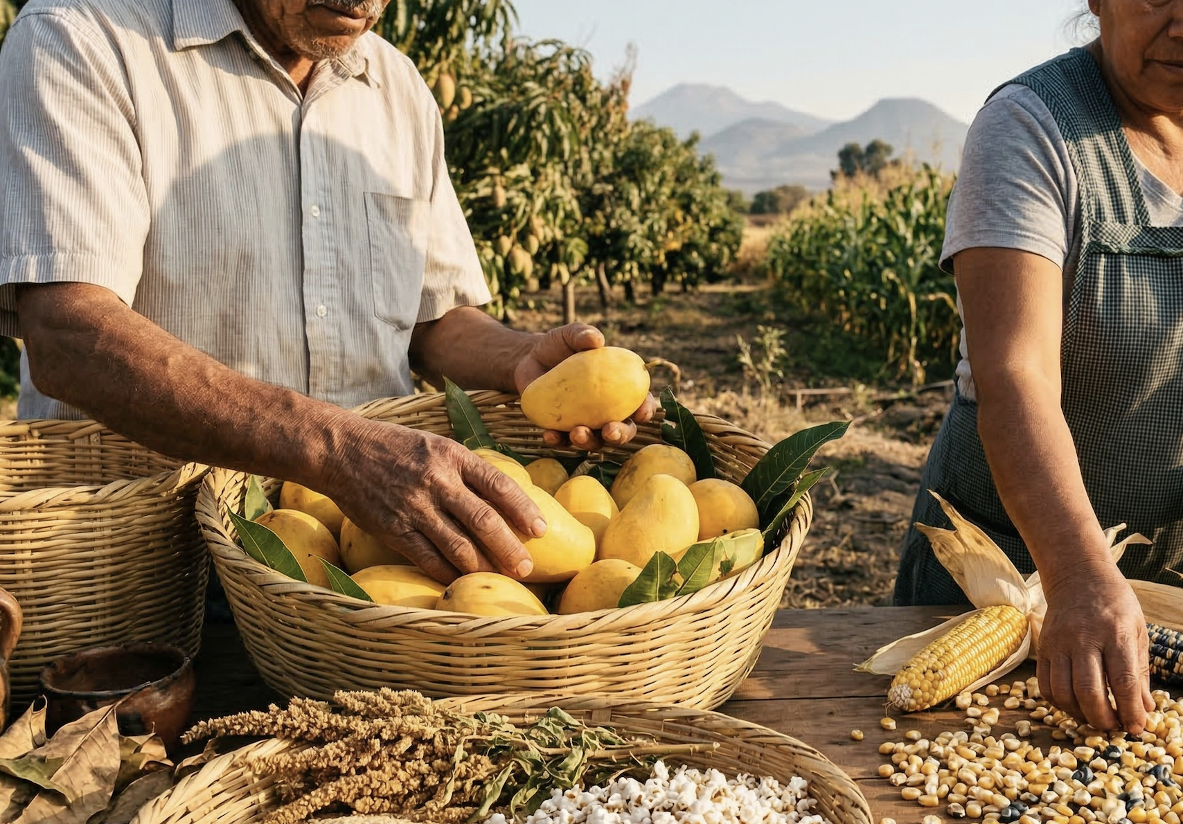 selección de frutas y granos snacks saludables